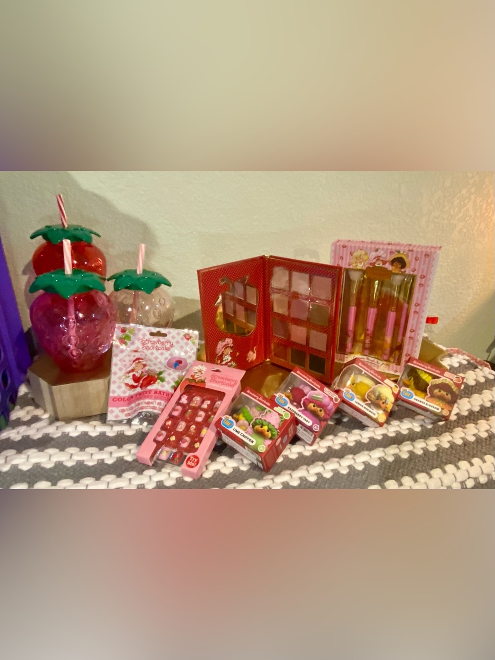 Kids Pink Play Makeup & Toy Set - Assorted Strawberry-Themed Accessories